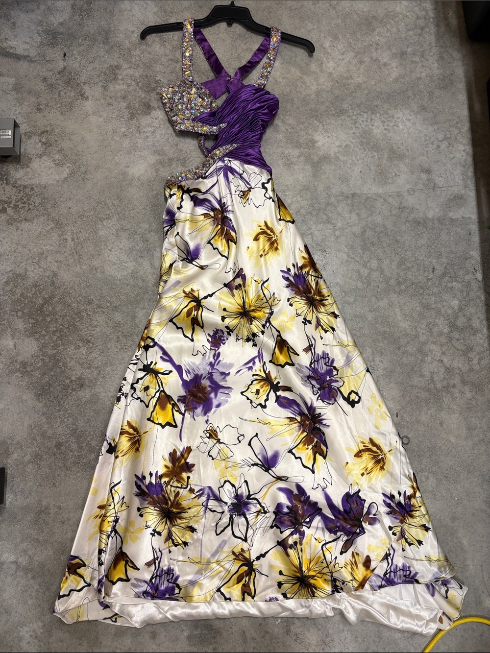 Floral Abstract Beaded Sequin Y2K Formal Dress Prom Homecoming